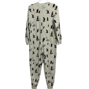Nick & Nora Womens Pajama One‎ piece  Fleece Penguin Print Sleepwear Size S